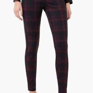 Liverpool Plaid Super Skinny knit Dark Red Plaid Trousers size 12P 12 petite